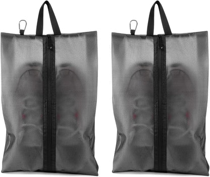 2 Pack Shoe Bags for Travel, Sneaker Bags, Waterproof Travel Shoe Bags with Zipper for Packing, Golf Shoe Dust Bags for Man and Women, Medium, Black