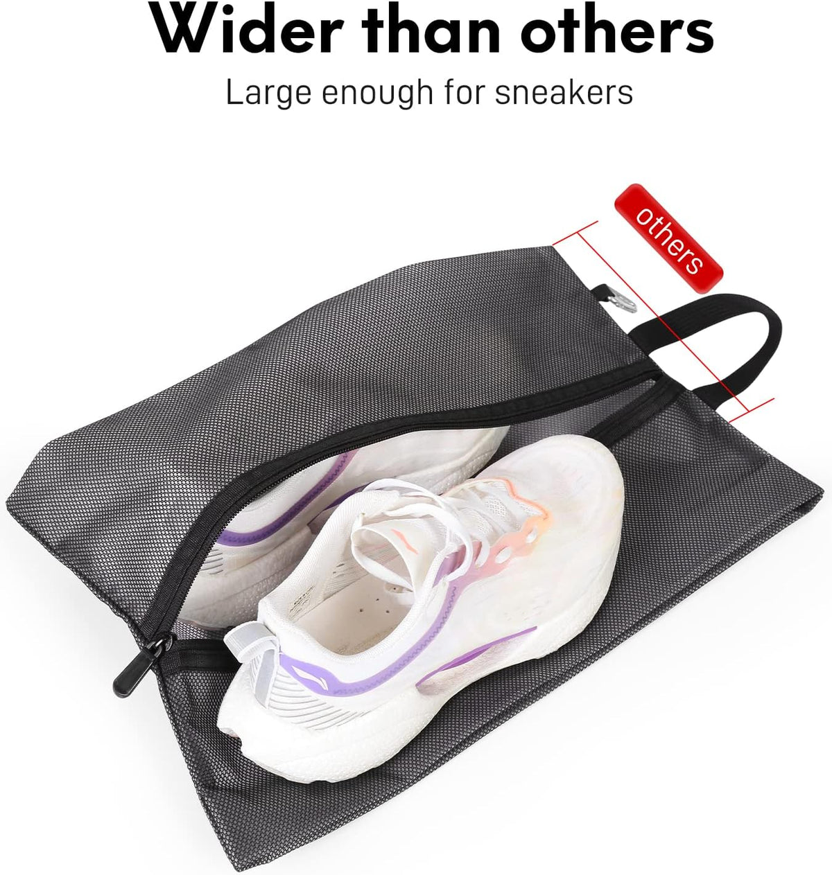 2 Pack Shoe Bags for Travel, Sneaker Bags, Waterproof Travel Shoe Bags with Zipper for Packing, Golf Shoe Dust Bags for Man and Women, Medium, Black