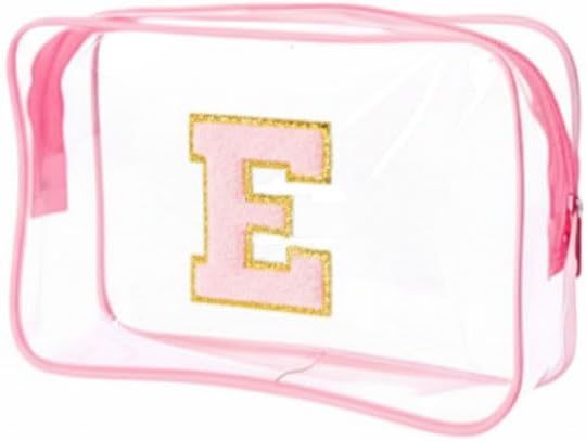 Clear Bags for Travel Essentials, Clear Toiletry Bag with Chenille Letters, Waterproof Cosmetic Travel Bag Portable with Zipper, Makeup Storage Organizer for Women & Men-A Black