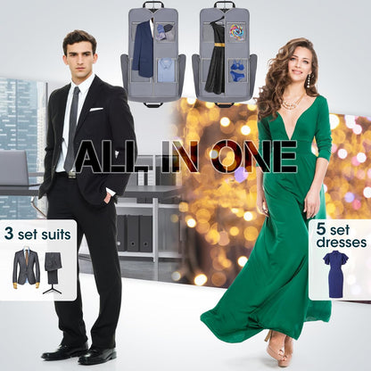 Garment Bags for Travel Carry On Garment Bag for Hanging Clothes, Suit Bag for Business Trips with Shoes bag & Shoulder Strap, Waterproof Foldable Suit Luggage Bag for Men Women, Black