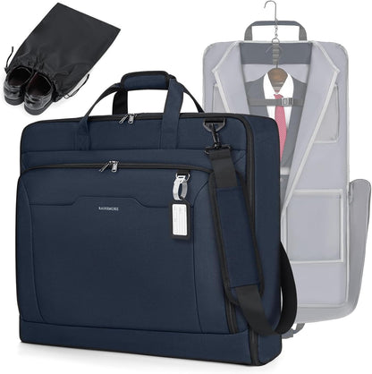 Garment Bags for Travel Carry On Garment Bag for Hanging Clothes, Suit Bag for Business Trips with Shoes bag & Shoulder Strap, Waterproof Foldable Suit Luggage Bag for Men Women, Black