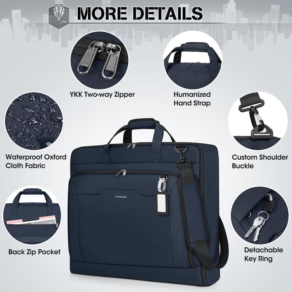 Garment Bags for Travel Carry On Garment Bag for Hanging Clothes, Suit Bag for Business Trips with Shoes bag & Shoulder Strap, Waterproof Foldable Suit Luggage Bag for Men Women, Black