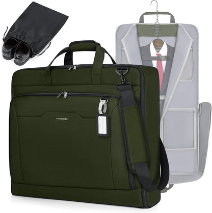 Garment Bags for Travel Carry On Garment Bag for Hanging Clothes, Suit Bag for Business Trips with Shoes bag & Shoulder Strap, Waterproof Foldable Suit Luggage Bag for Men Women, Black