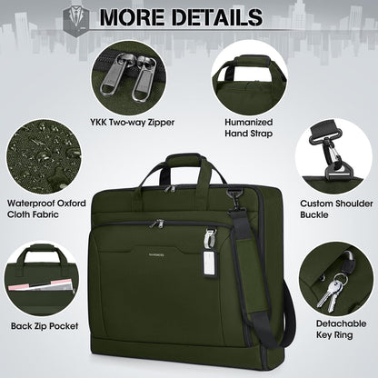 Garment Bags for Travel Carry On Garment Bag for Hanging Clothes, Suit Bag for Business Trips with Shoes bag & Shoulder Strap, Waterproof Foldable Suit Luggage Bag for Men Women, Black