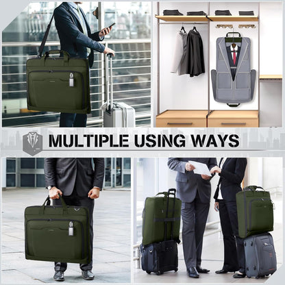 Garment Bags for Travel Carry On Garment Bag for Hanging Clothes, Suit Bag for Business Trips with Shoes bag & Shoulder Strap, Waterproof Foldable Suit Luggage Bag for Men Women, Black