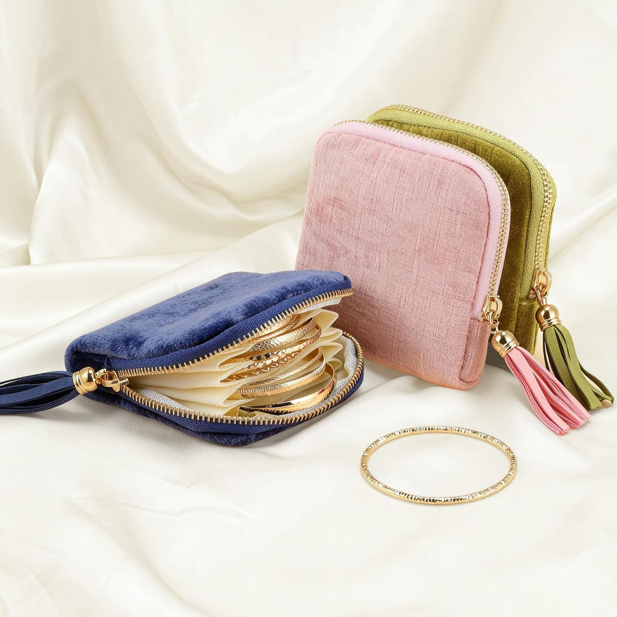 Travel Jewelry Case, Portable Jewelry Organizer with 6 Independent Layers, Small Pouch Bag for Necklace Bracelet Rings Earring Storage, Women Gift Idea, Pink