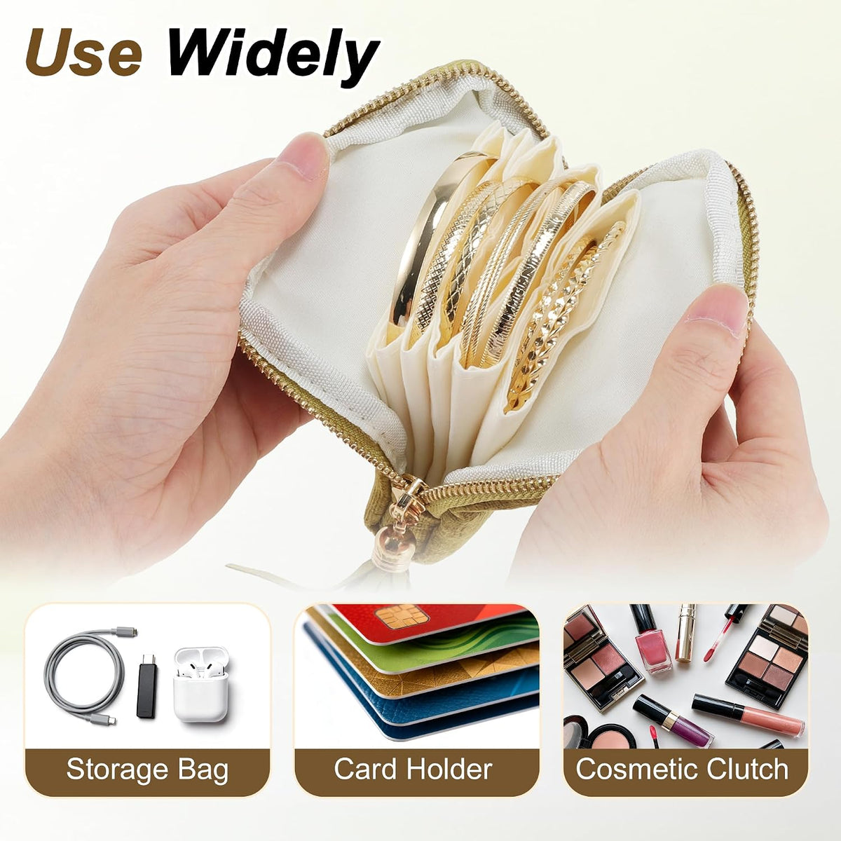 Travel Jewelry Case, Portable Jewelry Organizer with 6 Independent Layers, Small Pouch Bag for Necklace Bracelet Rings Earring Storage, Women Gift Idea, Pink