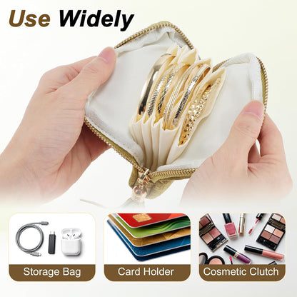 Travel Jewelry Case, Portable Jewelry Organizer with 6 Independent Layers, Small Pouch Bag for Necklace Bracelet Rings Earring Storage, Women Gift Idea, Pink