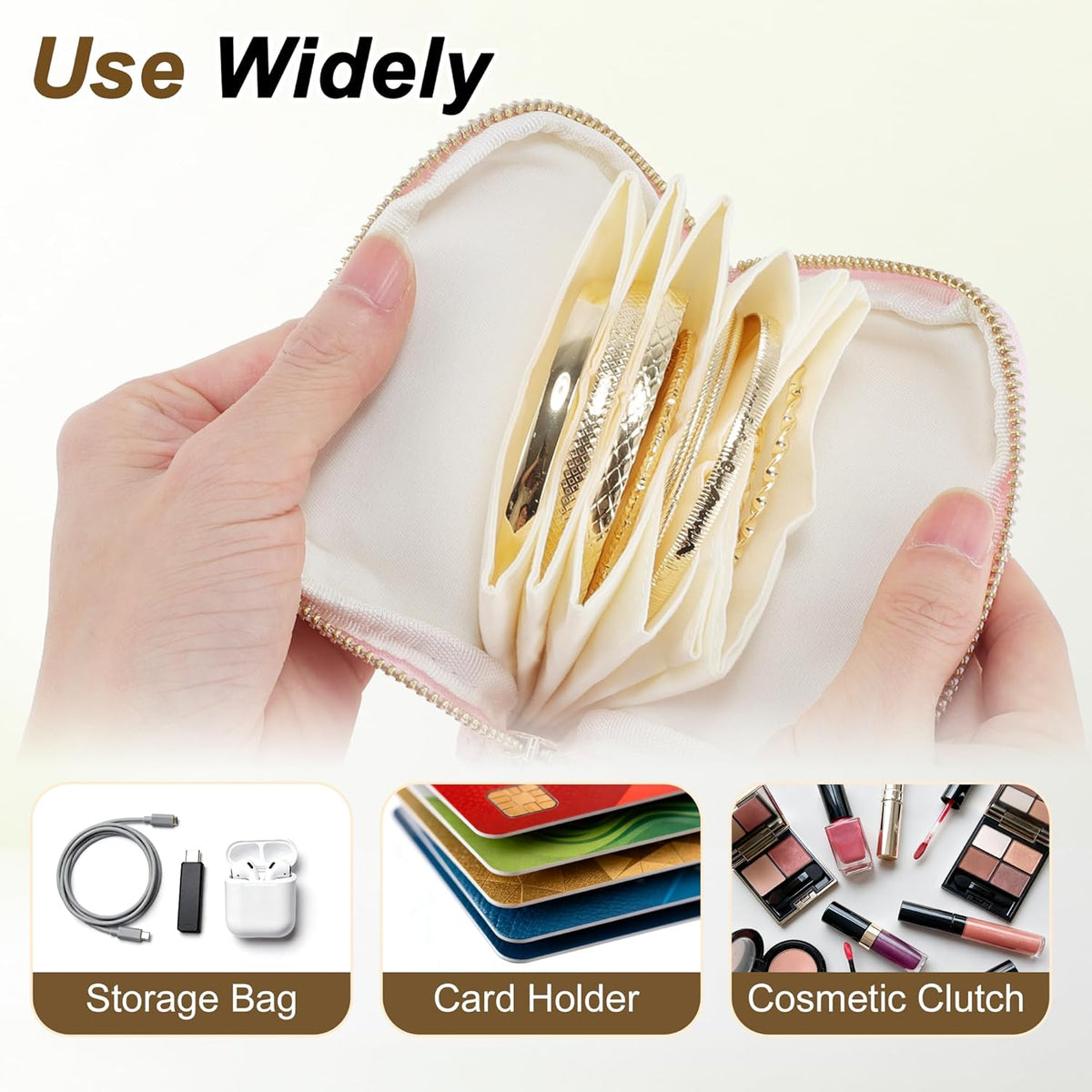Travel Jewelry Case, Portable Jewelry Organizer with 6 Independent Layers, Small Pouch Bag for Necklace Bracelet Rings Earring Storage, Women Gift Idea, Pink