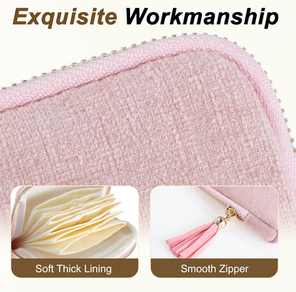 Travel Jewelry Case, Portable Jewelry Organizer with 6 Independent Layers, Small Pouch Bag for Necklace Bracelet Rings Earring Storage, Women Gift Idea, Pink