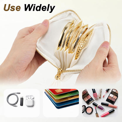 Travel Jewelry Case, Portable Jewelry Organizer with 6 Independent Layers, Small Pouch Bag for Necklace Bracelet Rings Earring Storage, Women Gift Idea, Pink