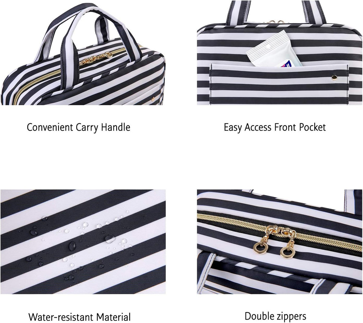 Toiletry Bag Travel Bag with Hanging Hook, Bonchemin Water-resistant Makeup Cosmetic Bag Travel Organizer for Accessories, Shampoo, Full Sized Container, Toiletries, Large