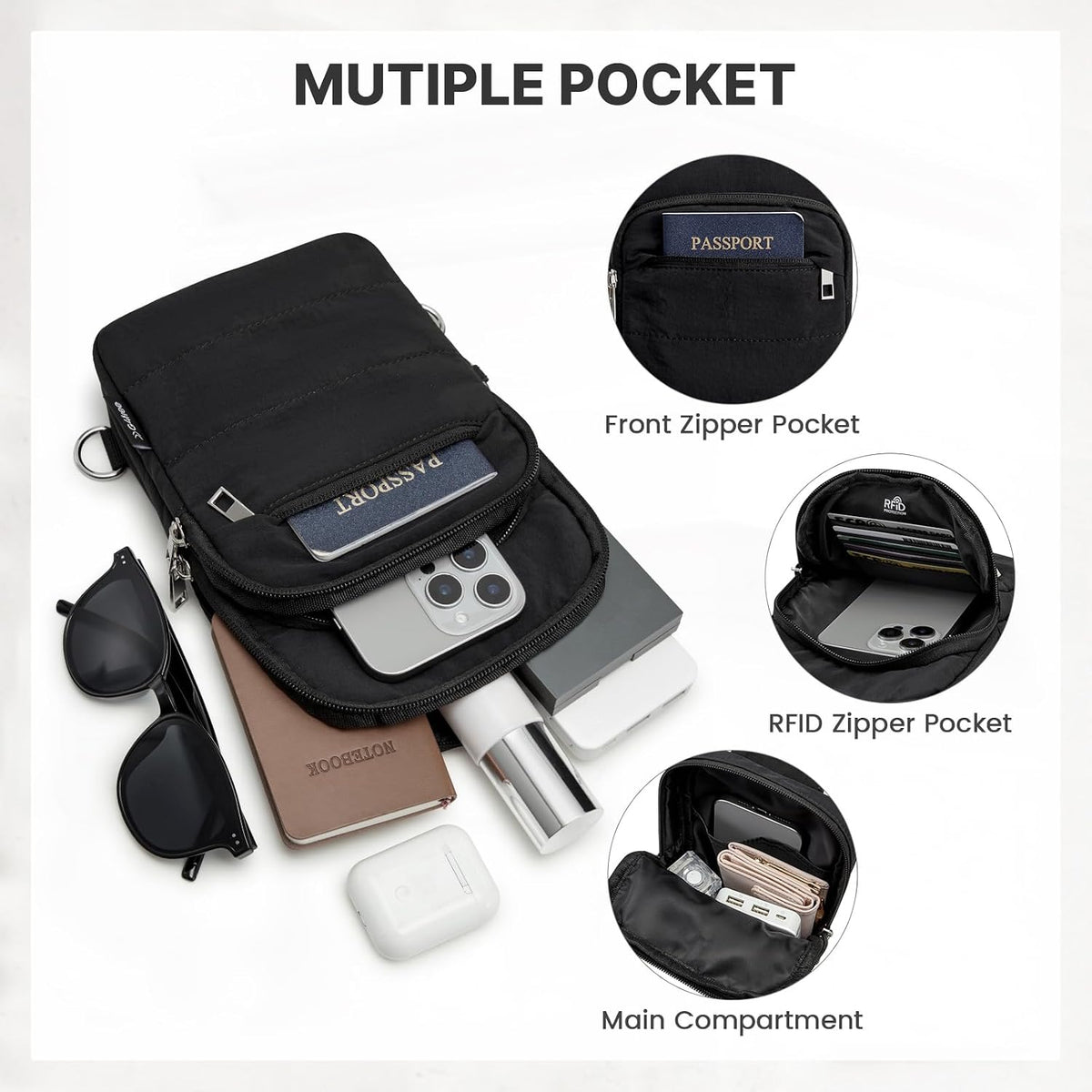 Small Crossbody Bag for Women, Anti Theft RFID Blocking Travel Purse