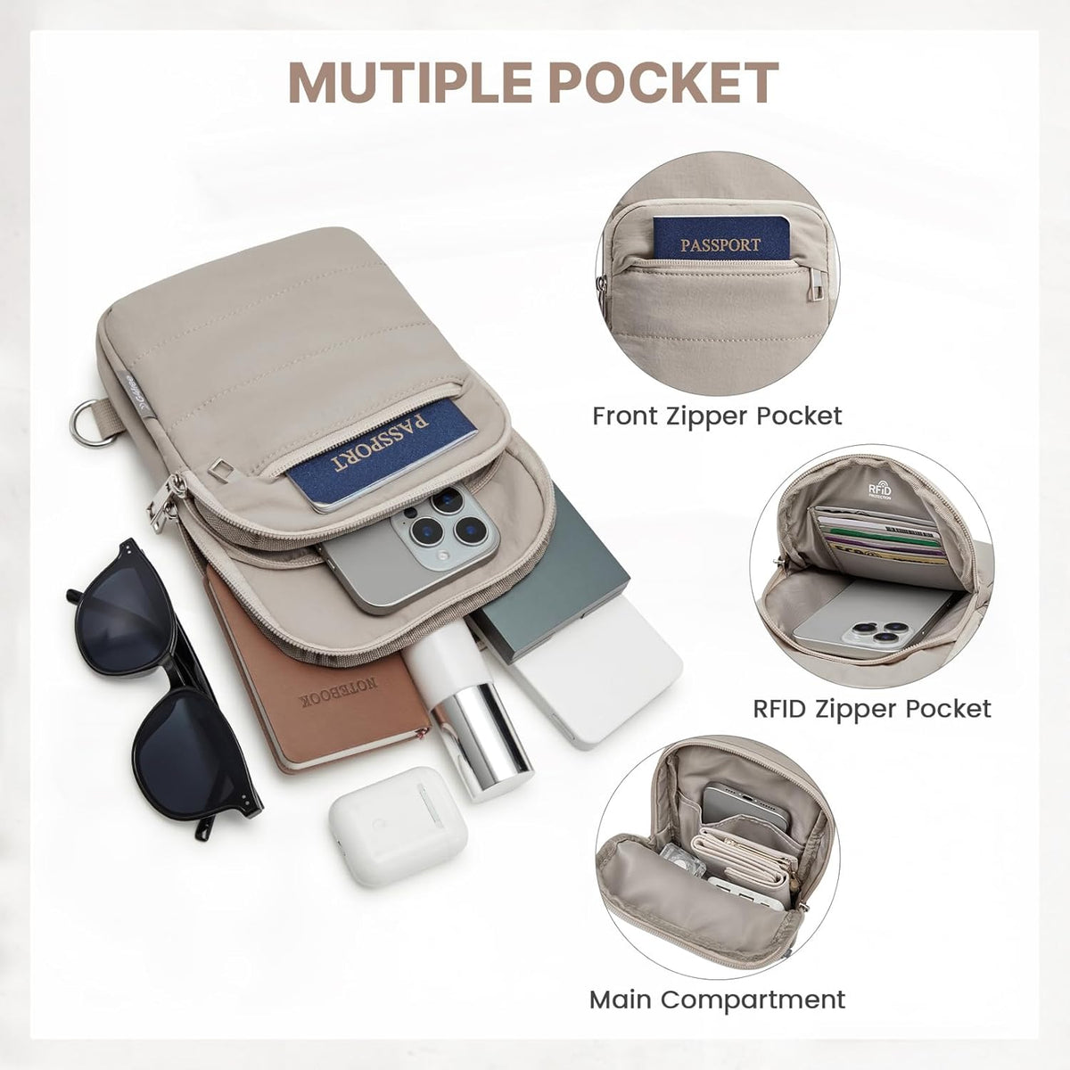Small Crossbody Bag for Women, Anti Theft RFID Blocking Travel Purse