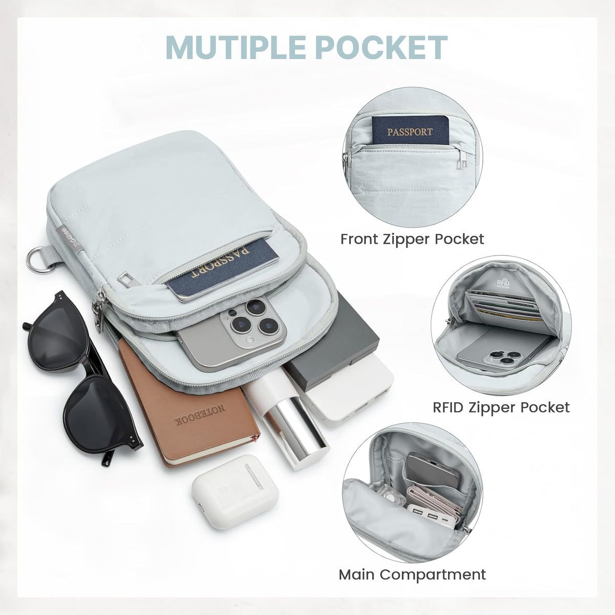Small Crossbody Bag for Women, Anti Theft RFID Blocking Travel Purse