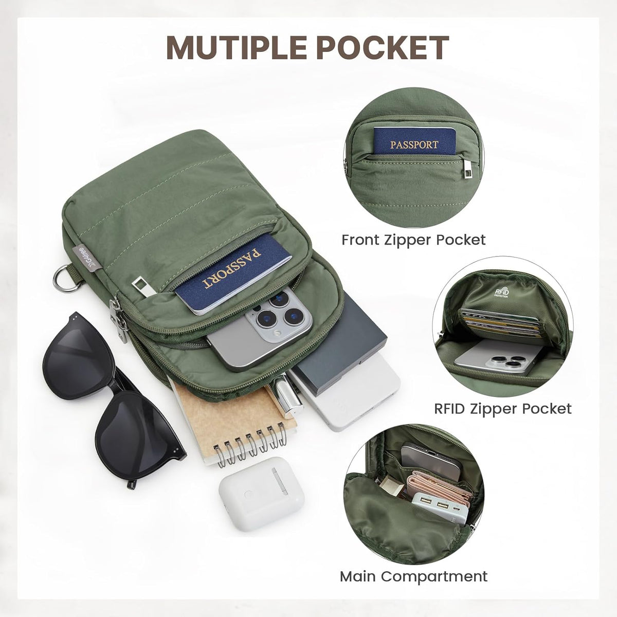 Small Crossbody Bag for Women, Anti Theft RFID Blocking Travel Purse