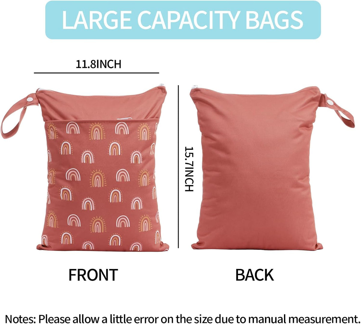 2pcs Wet Bags Waterproof Reusable Wet Dry Bag with Two Zippered Pockets Travel Beach Pool Daycare Yoga Gym Bag for Baby Cloth Diaper,Swimsuits,Wet Clothes (Turtles & Seagrass)