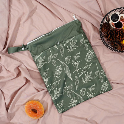 2pcs Wet Bags Waterproof Reusable Wet Dry Bag with Two Zippered Pockets Travel Beach Pool Daycare Yoga Gym Bag for Baby Cloth Diaper,Swimsuits,Wet Clothes (Turtles & Seagrass)
