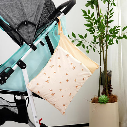 2pcs Wet Bags Waterproof Reusable Wet Dry Bag with Two Zippered Pockets Travel Beach Pool Daycare Yoga Gym Bag for Baby Cloth Diaper,Swimsuits,Wet Clothes (Turtles & Seagrass)