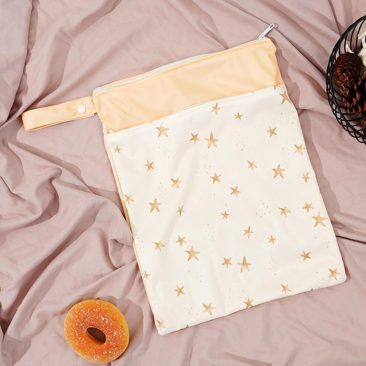 2pcs Wet Bags Waterproof Reusable Wet Dry Bag with Two Zippered Pockets Travel Beach Pool Daycare Yoga Gym Bag for Baby Cloth Diaper,Swimsuits,Wet Clothes (Turtles & Seagrass)