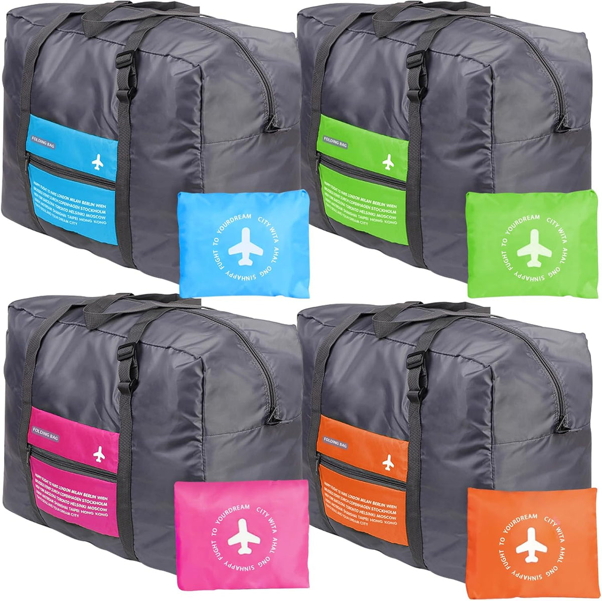 4PCS Travel Bag Foldable Clothes Bag Waterproof Storage Shoulder Bag Nylon Duffel for Men Women 32 Liter