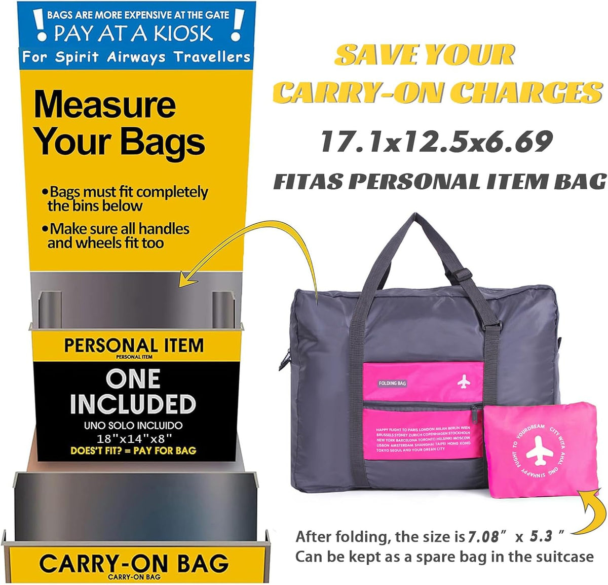 4PCS Travel Bag Foldable Clothes Bag Waterproof Storage Shoulder Bag Nylon Duffel for Men Women 32 Liter
