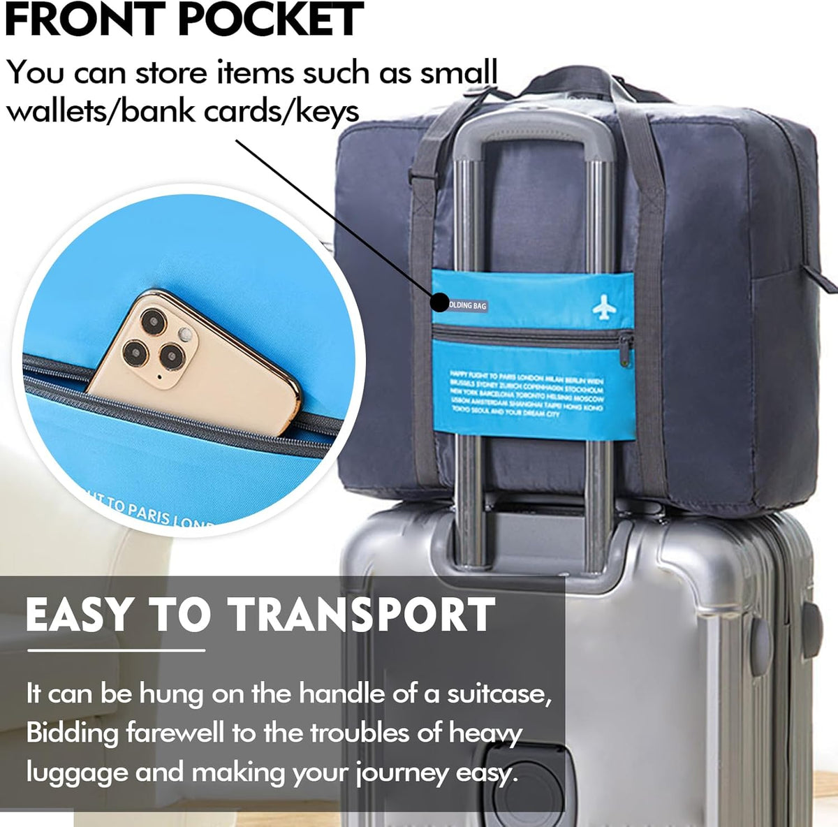 4PCS Travel Bag Foldable Clothes Bag Waterproof Storage Shoulder Bag Nylon Duffel for Men Women 32 Liter