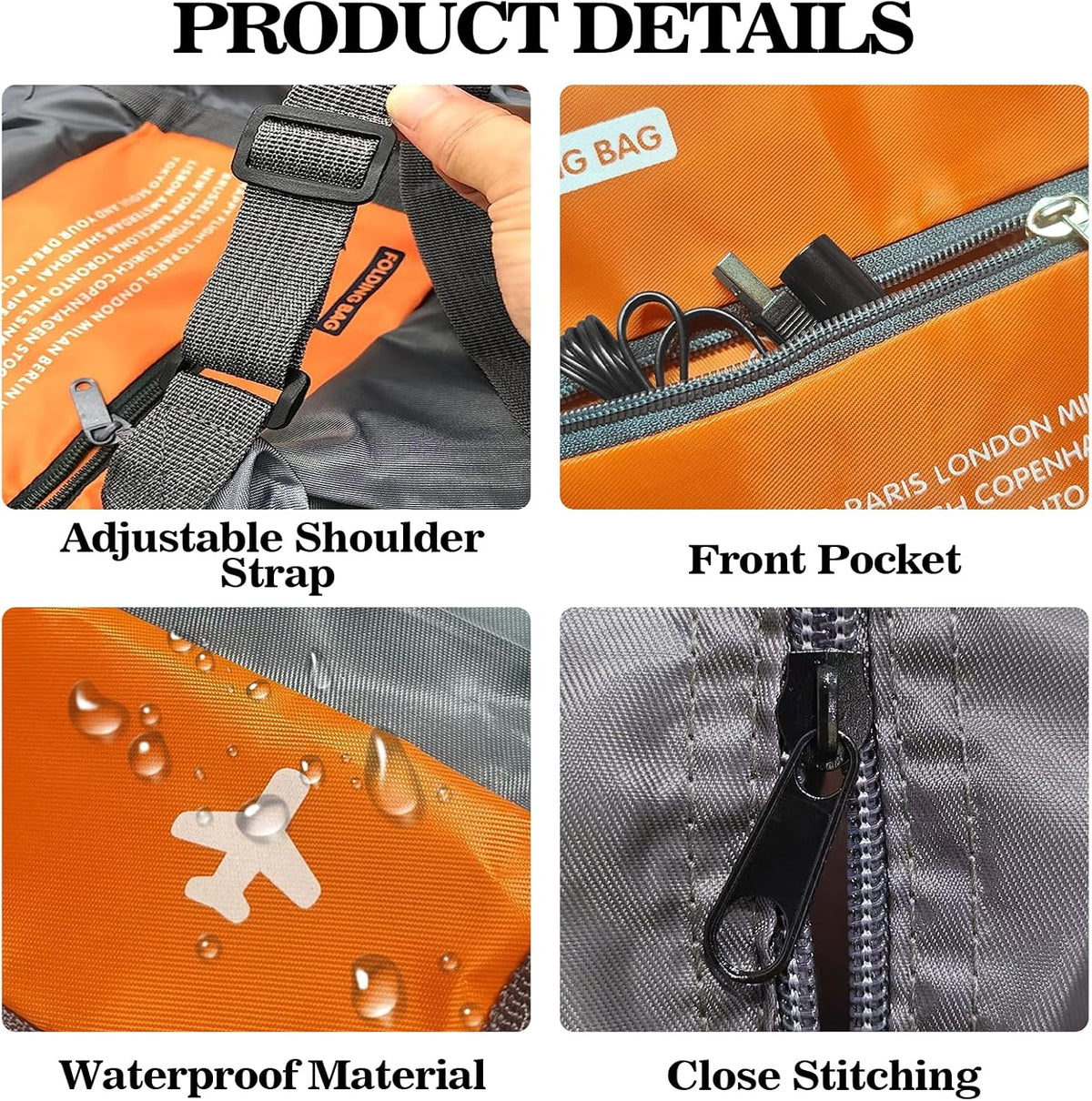 4PCS Travel Bag Foldable Clothes Bag Waterproof Storage Shoulder Bag Nylon Duffel for Men Women 32 Liter