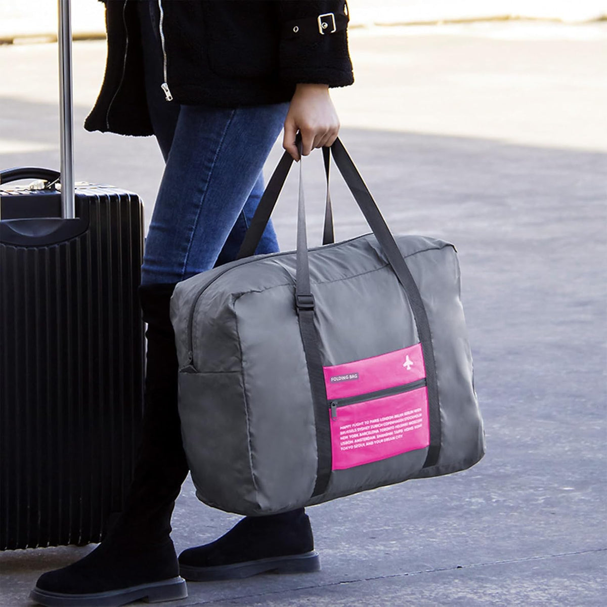4PCS Travel Bag Foldable Clothes Bag Waterproof Storage Shoulder Bag Nylon Duffel for Men Women 32 Liter