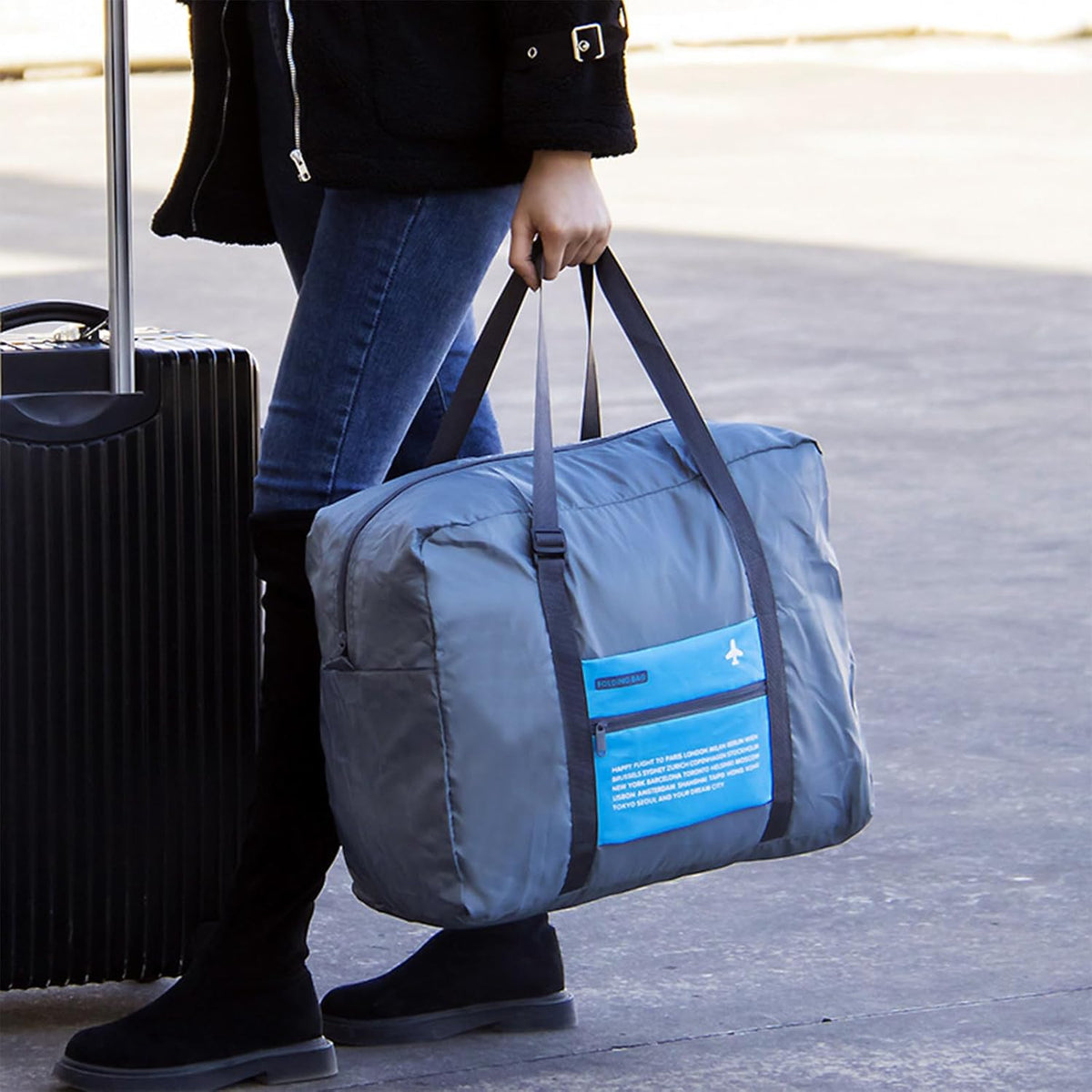 4PCS Travel Bag Foldable Clothes Bag Waterproof Storage Shoulder Bag Nylon Duffel for Men Women 32 Liter