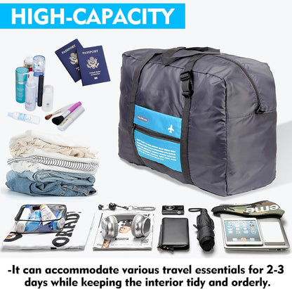 4PCS Travel Bag Foldable Clothes Bag Waterproof Storage Shoulder Bag Nylon Duffel for Men Women 32 Liter