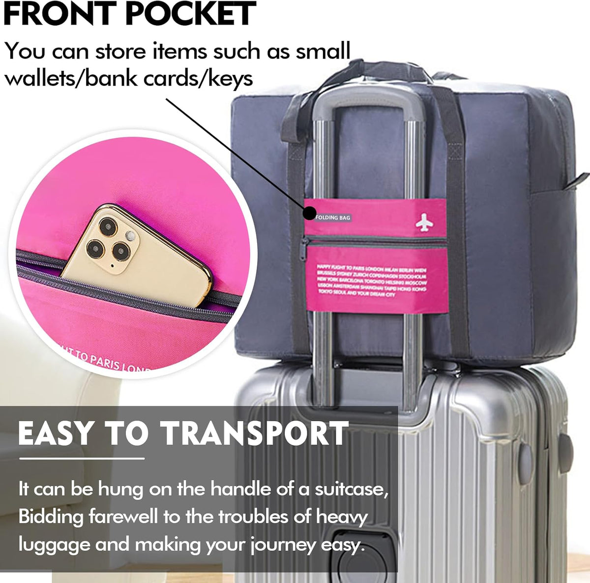 4PCS Travel Bag Foldable Clothes Bag Waterproof Storage Shoulder Bag Nylon Duffel for Men Women 32 Liter