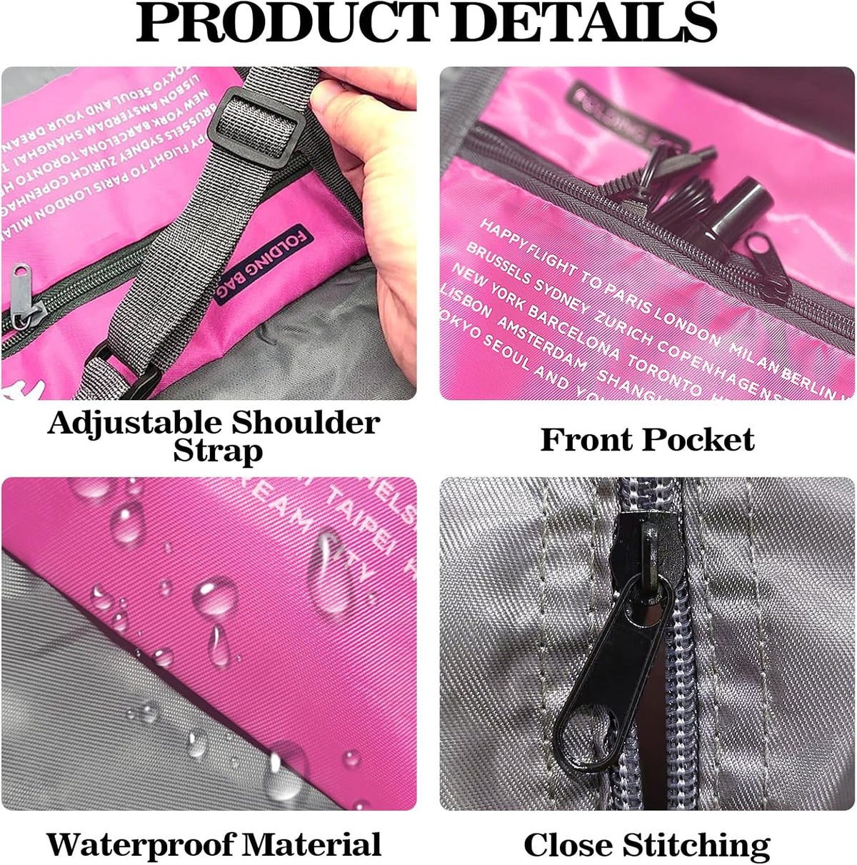 4PCS Travel Bag Foldable Clothes Bag Waterproof Storage Shoulder Bag Nylon Duffel for Men Women 32 Liter