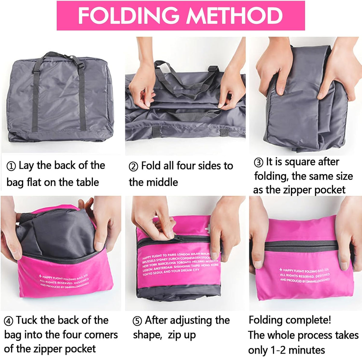 4PCS Travel Bag Foldable Clothes Bag Waterproof Storage Shoulder Bag Nylon Duffel for Men Women 32 Liter