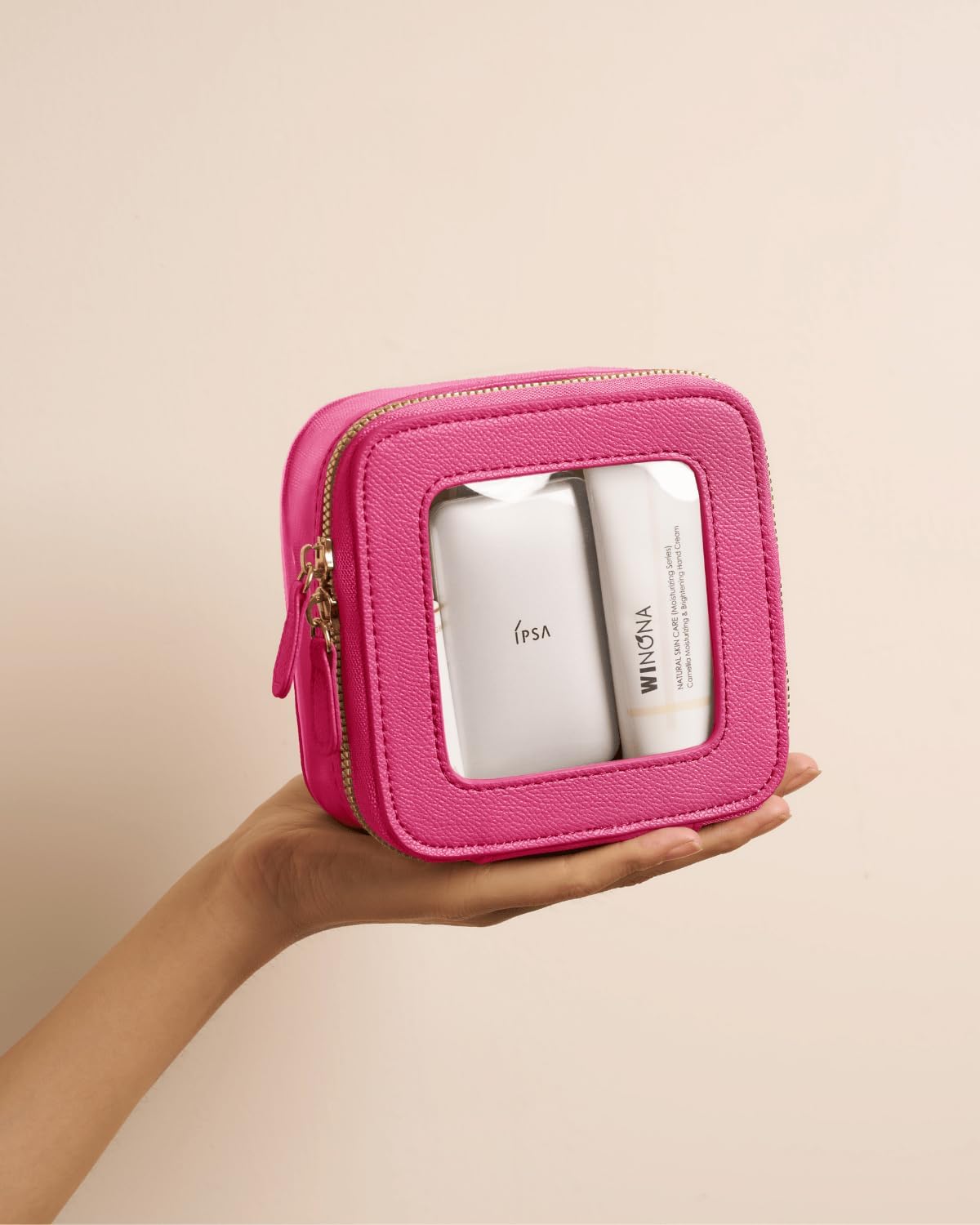 Clear Cosmetic Bag Set for Women Makeup Bag with Handle, 3 Pcs Travel Toiletry Bag Transparent Cosmetic Case Portable Make Up Organizer Bag for Essentials (Stone, Mini+S+L)