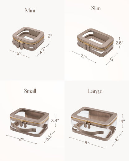 Clear Cosmetic Bag Set for Women Makeup Bag with Handle, 3 Pcs Travel Toiletry Bag Transparent Cosmetic Case Portable Make Up Organizer Bag for Essentials (Stone, Mini+S+L)