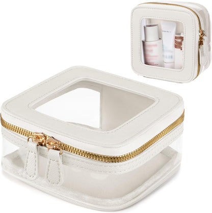 Clear Cosmetic Bag Set for Women Makeup Bag with Handle, 3 Pcs Travel Toiletry Bag Transparent Cosmetic Case Portable Make Up Organizer Bag for Essentials (Stone, Mini+S+L)