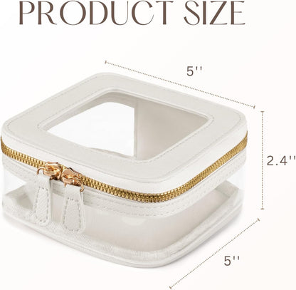 Clear Cosmetic Bag Set for Women Makeup Bag with Handle, 3 Pcs Travel Toiletry Bag Transparent Cosmetic Case Portable Make Up Organizer Bag for Essentials (Stone, Mini+S+L)