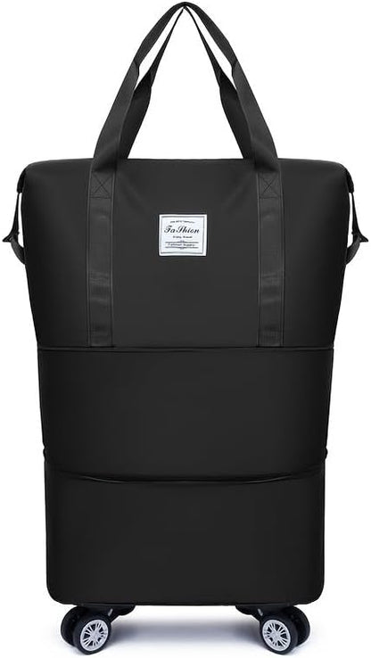 360° Spinner Wheel Duffel Bag, Violet | 3-in-1 Expandable Tote & Weekend Luggage, Detachable Strap, Large Capacity