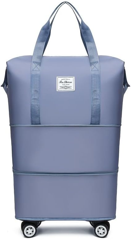 360° Spinner Wheel Duffel Bag, Violet | 3-in-1 Expandable Tote & Weekend Luggage, Detachable Strap, Large Capacity