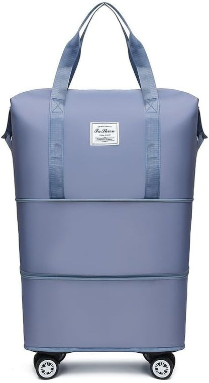 360° Spinner Wheel Duffel Bag, Violet | 3-in-1 Expandable Tote & Weekend Luggage, Detachable Strap, Large Capacity