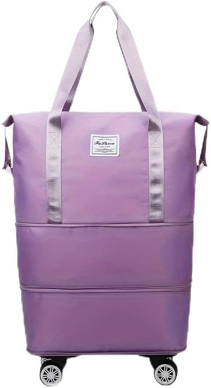 360° Spinner Wheel Duffel Bag, Violet | 3-in-1 Expandable Tote & Weekend Luggage, Detachable Strap, Large Capacity