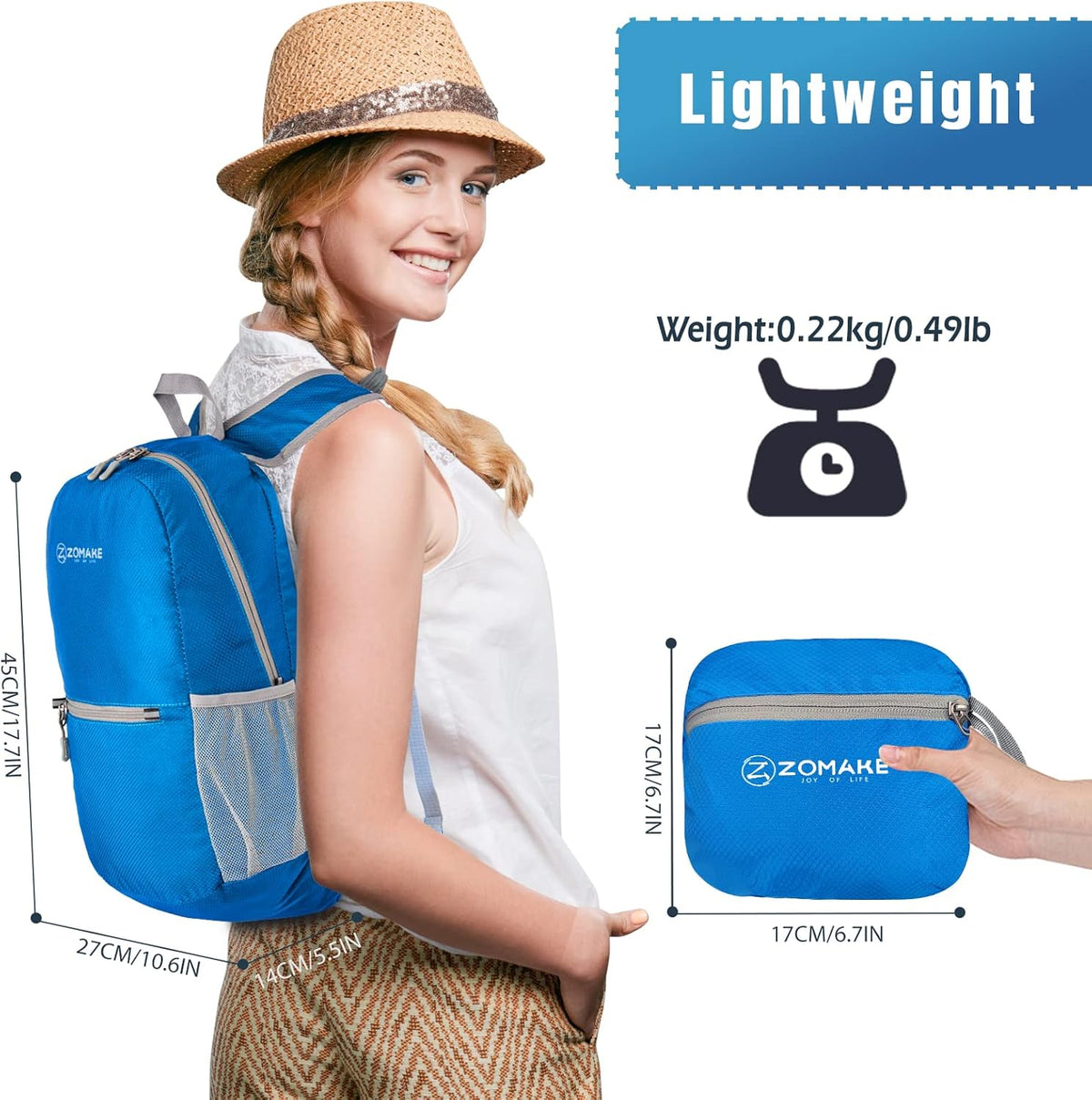 Ultra Lightweight Hiking Backpack 20L, Packable Small Backpacks Water Resistant Daypack for Women Men(Black)