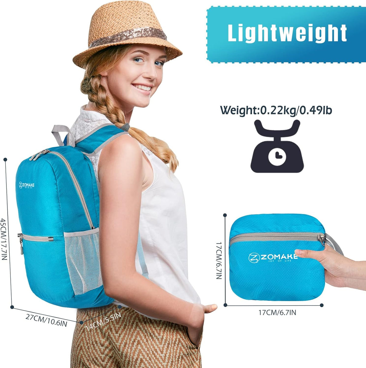 Ultra Lightweight Hiking Backpack 20L, Packable Small Backpacks Water Resistant Daypack for Women Men(Black)
