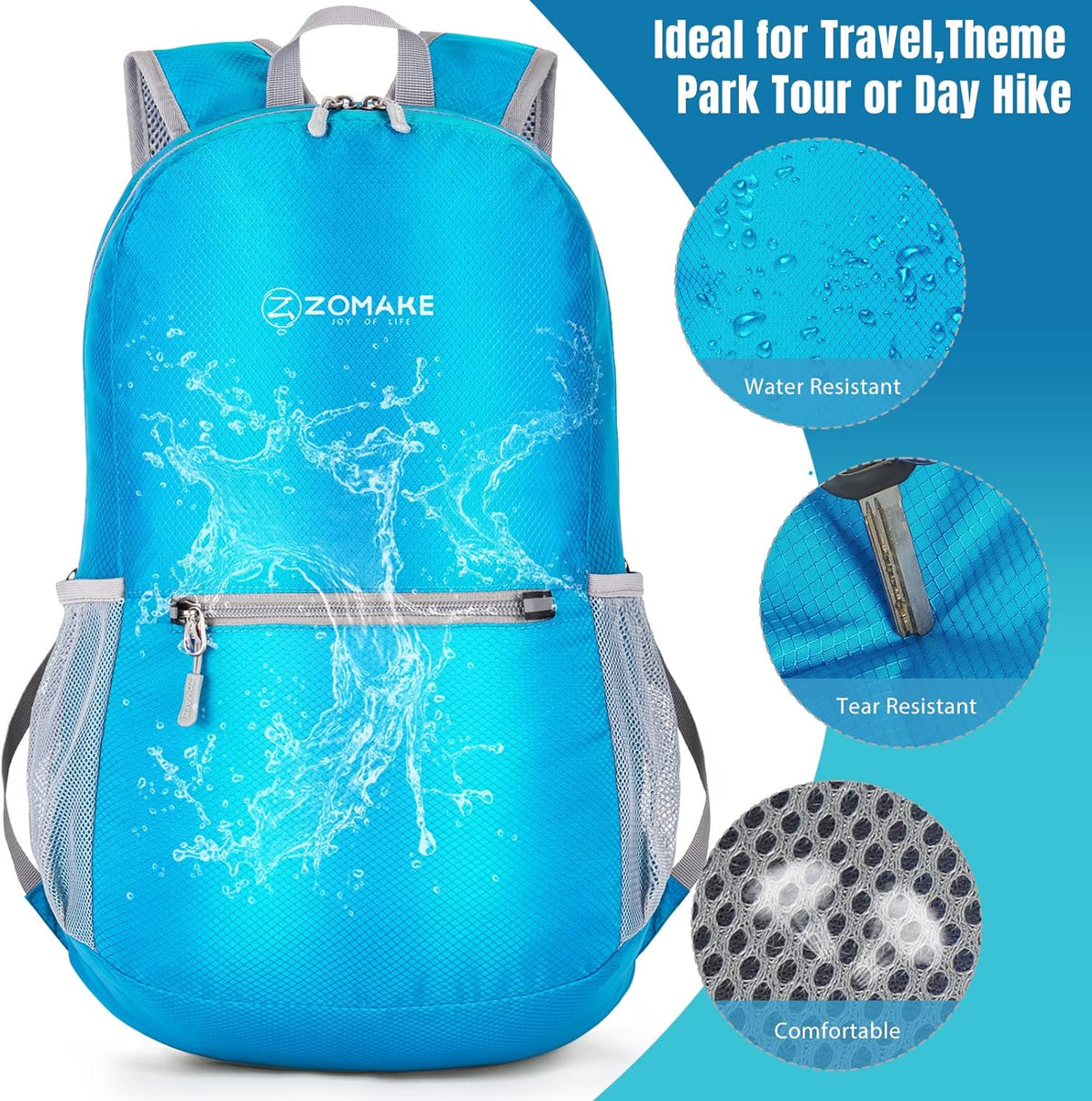 Ultra Lightweight Hiking Backpack 20L, Packable Small Backpacks Water Resistant Daypack for Women Men(Black)