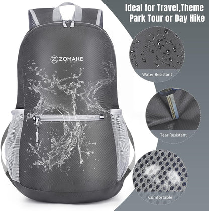 Ultra Lightweight Hiking Backpack 20L, Packable Small Backpacks Water Resistant Daypack for Women Men(Black)