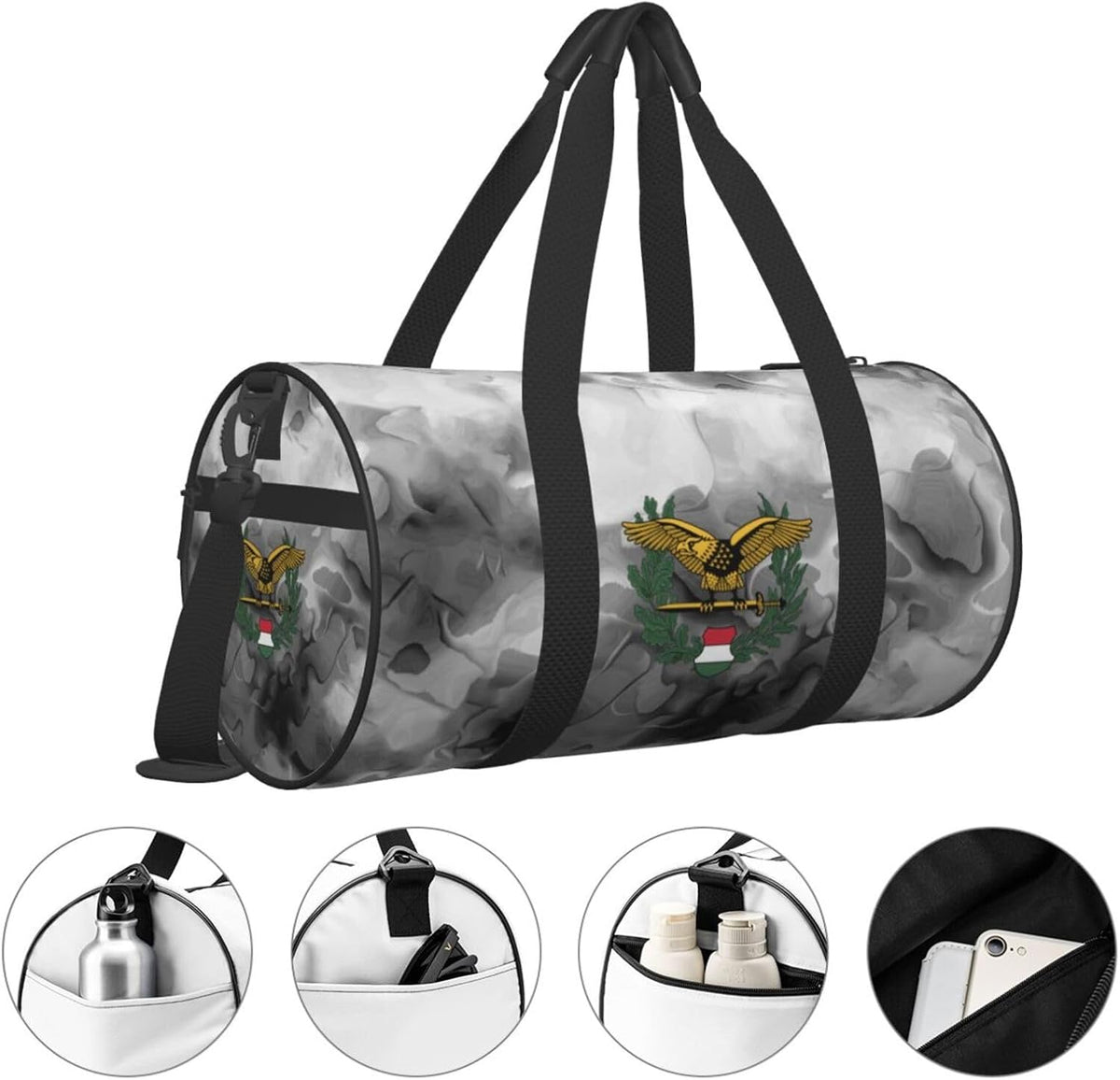 Hungary-Hungarian-Defence-Forces-Emblem- Convertible Garment Bag with Shoulder Strap, Carry on Garment Duffel Bag for Men Women - Rolling Foldable for Travel Luggage Bags (Black)