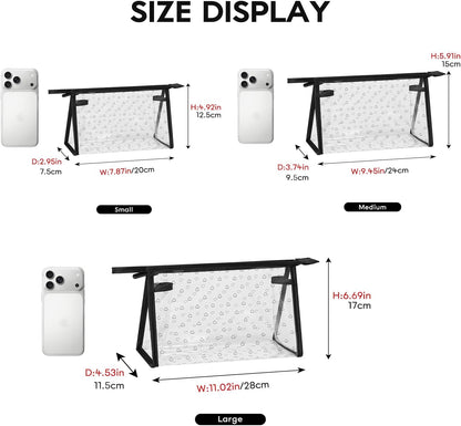 Clear TPU Toiletry Bag Set for Women & Men, 3PCS Waterproof Makeup & Skincare Organizer with Zipper, Soft Transparent Travel Cosmetic Pouch with Handle & Hanging Loop,B