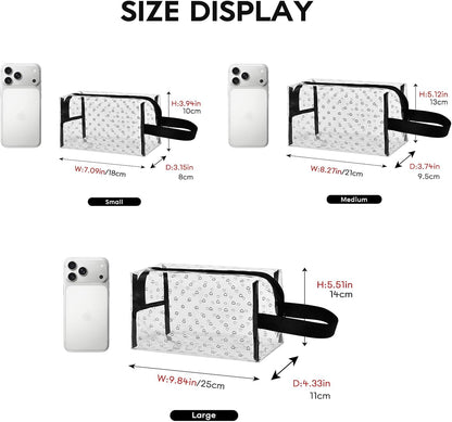 Clear TPU Toiletry Bag Set for Women & Men, 3PCS Waterproof Makeup & Skincare Organizer with Zipper, Soft Transparent Travel Cosmetic Pouch with Handle & Hanging Loop,B