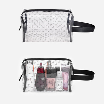 Clear TPU Toiletry Bag Set for Women & Men, 3PCS Waterproof Makeup & Skincare Organizer with Zipper, Soft Transparent Travel Cosmetic Pouch with Handle & Hanging Loop,B